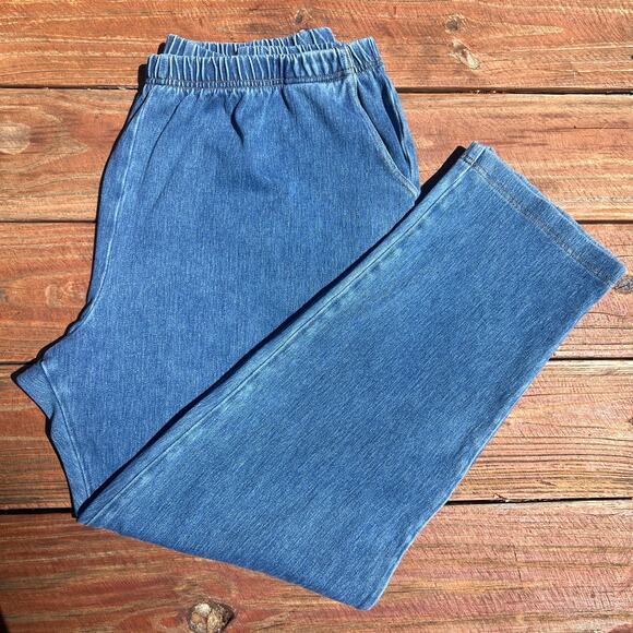 L.L.Bean Denim - LL Bean Perfect Fit Denim Pants Women’s XL Stonewashed High Rise Tapered Elastic